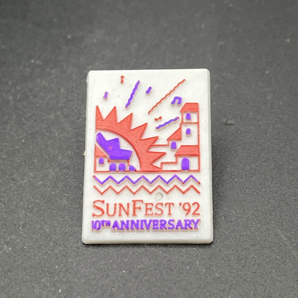 Sunfest 1992 10th Anniversary Plastic Lapel Hat Pin